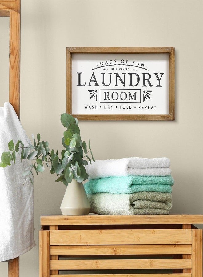 MACVAD Laundry Signs for Home Decor, Loads of Fun Wooden Laundry Room Sign Wall Decor 16 x 8 Inch - Image 5